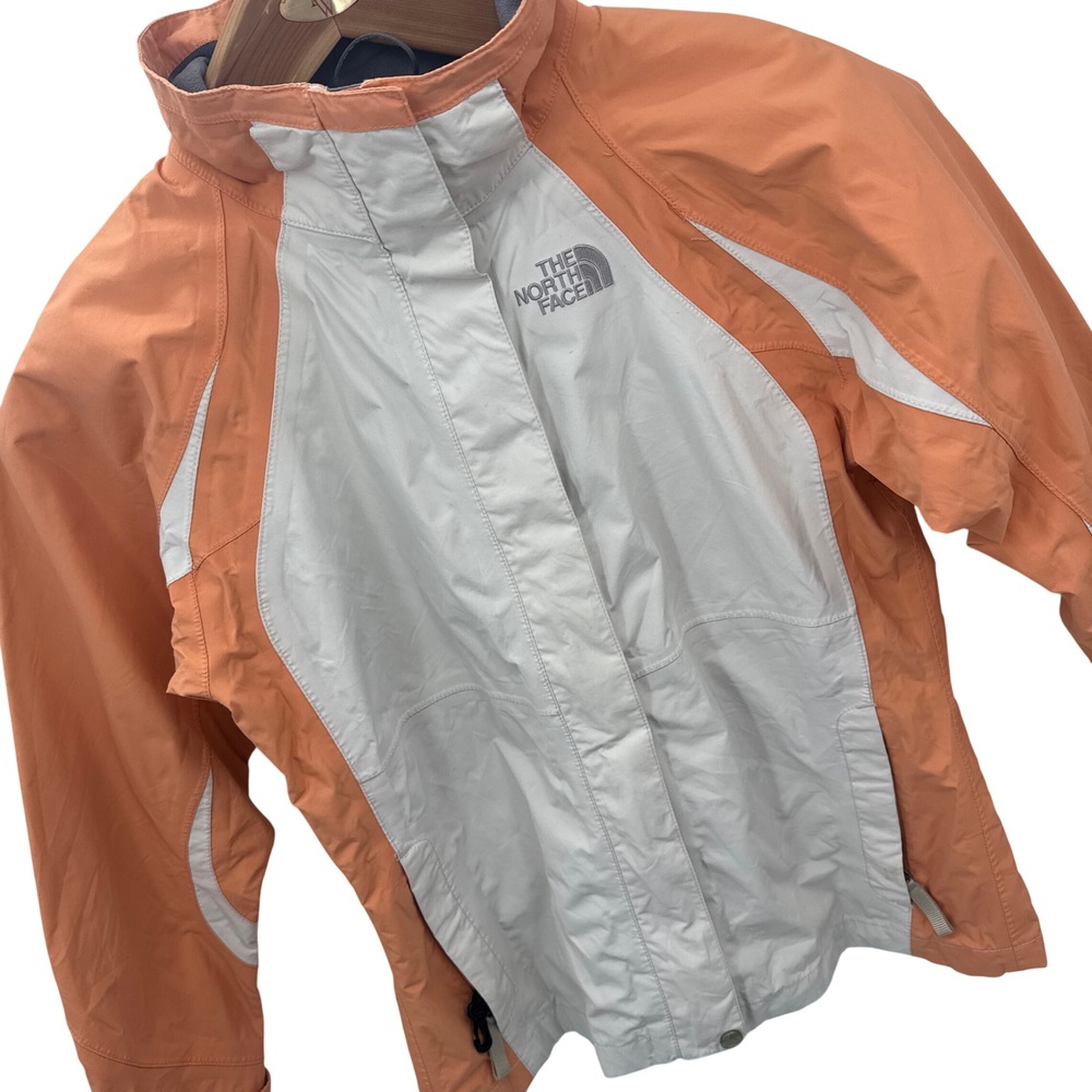 The North Face Girls L Orange White HyVent Rain Jacket Windbreaker